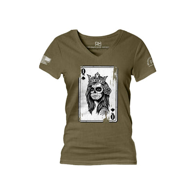 Military Green Rebel Queen Rebel Ace Women's V-Neck Tee