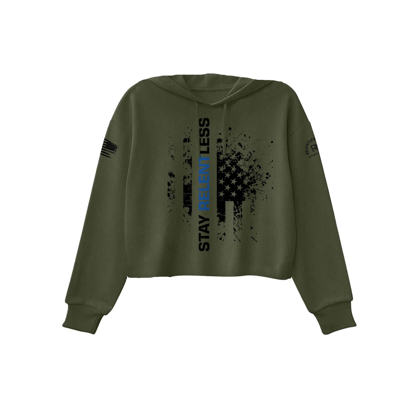 Military Green Be Relentless Law Enforcement Edition Women's Cropped Hoodie