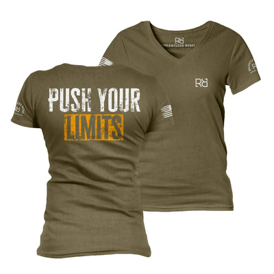 Military Green Push Your Limits Women's V-Neck Tee