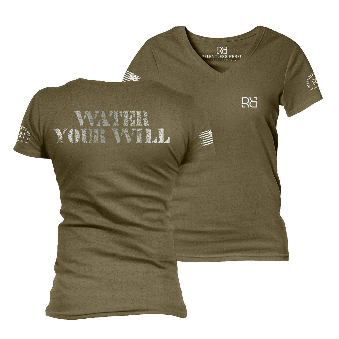 Military Green Water Your Will Women's V-Neck Tee