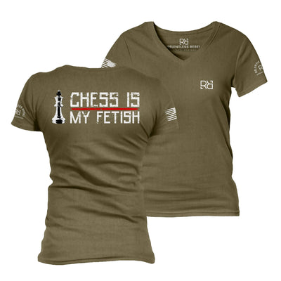 Military Green Chess is my Fetish Women's V-Neck Tee