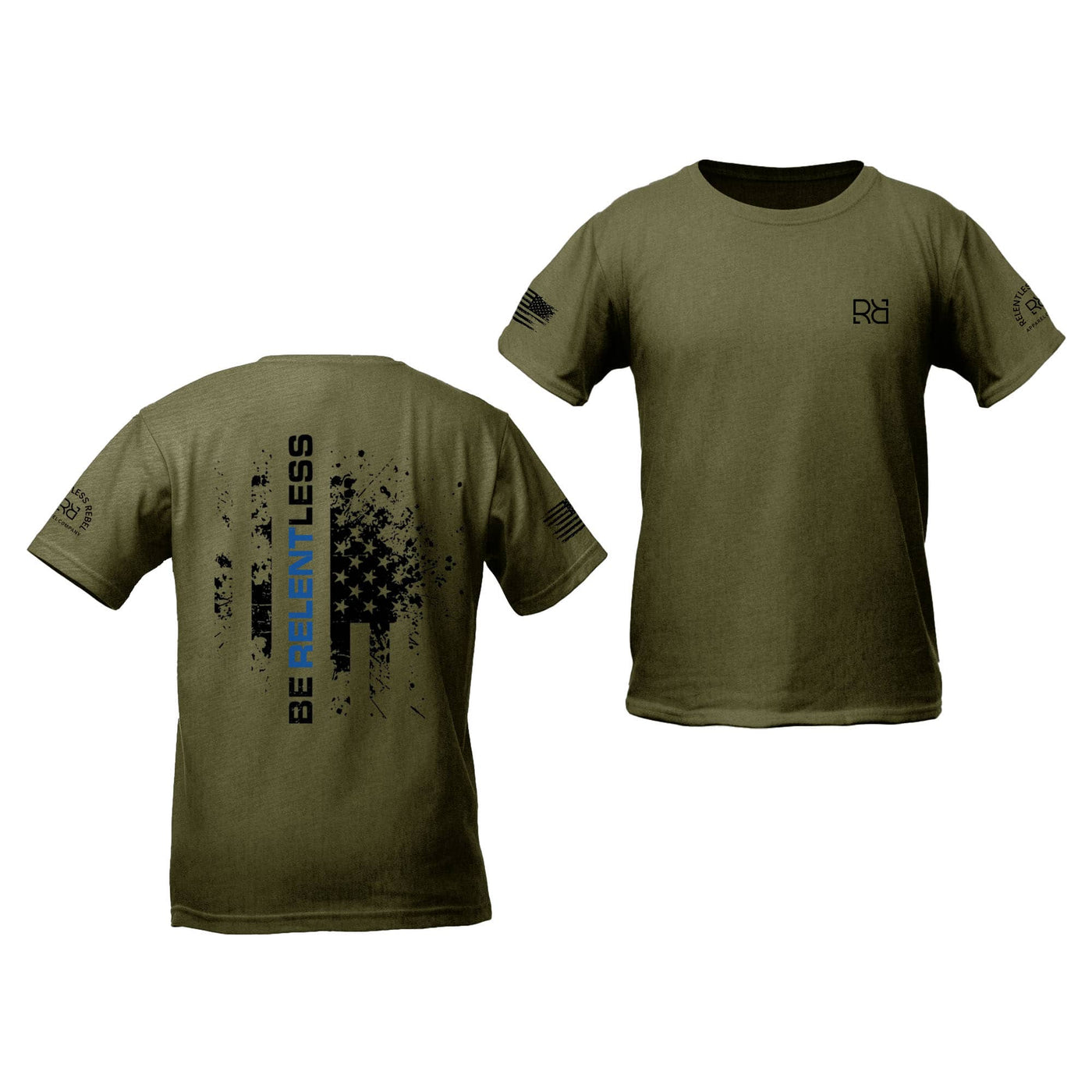 Military Green Be Relentless Law Enforcement Edition Youth Tee