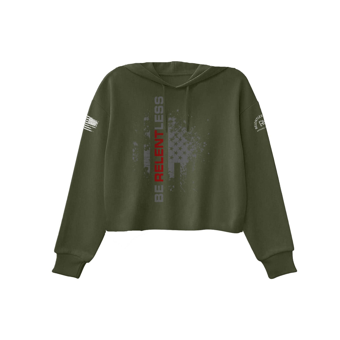 Military Green Be Relentless Women's Cropped Hoodie