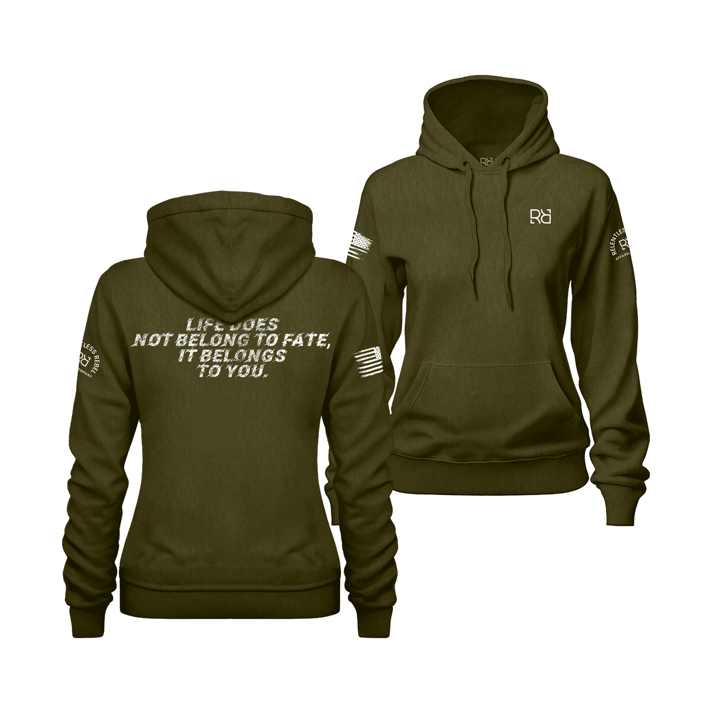 Life Does Not Belong to Fate - It Belongs to You | 2 B&W | Women's Hoodie