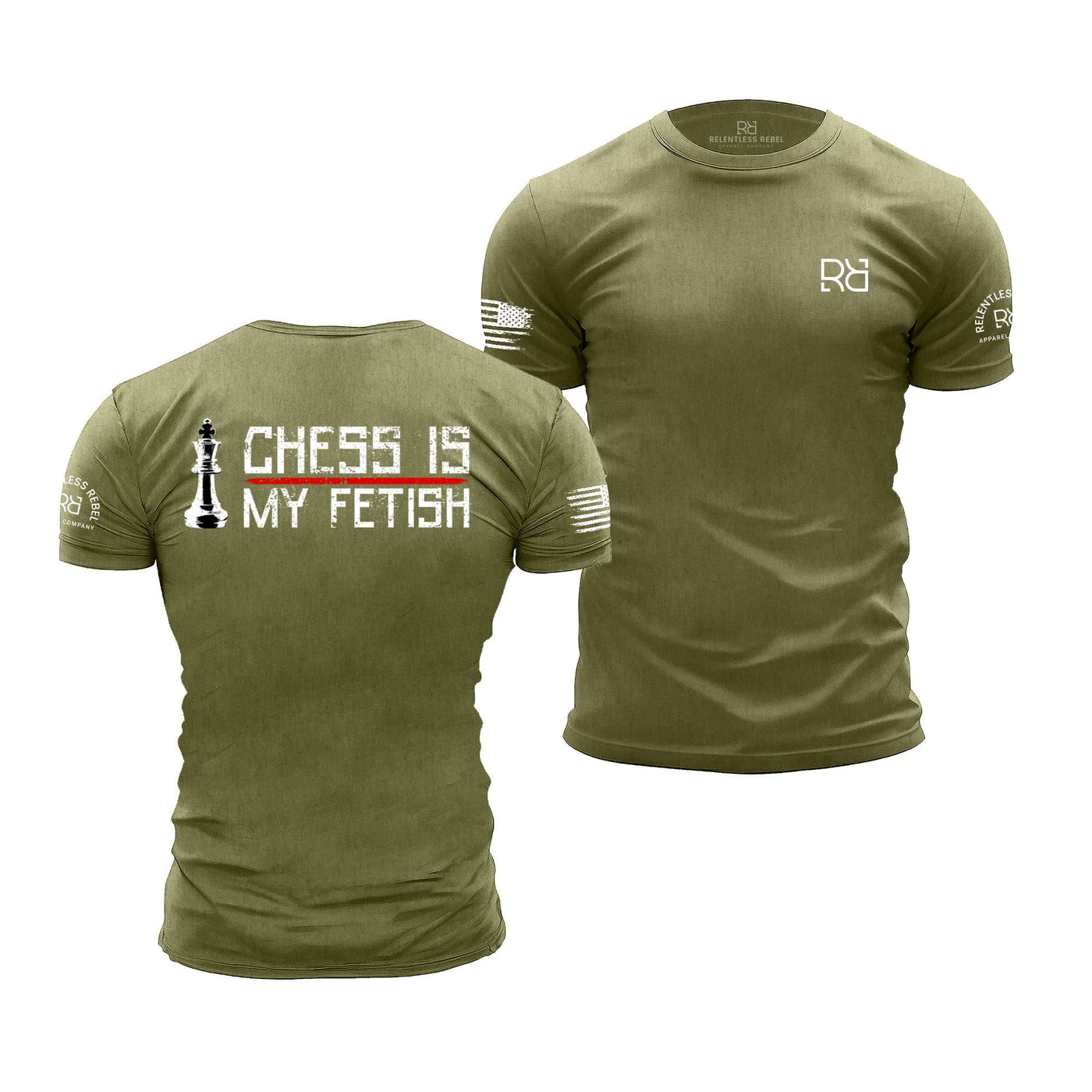 Chess in My Fetish Military Green Men's Tee