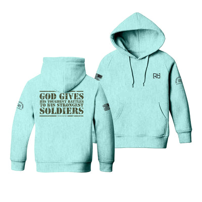 Mint God Gives His Toughest Battles Youth Hoodie