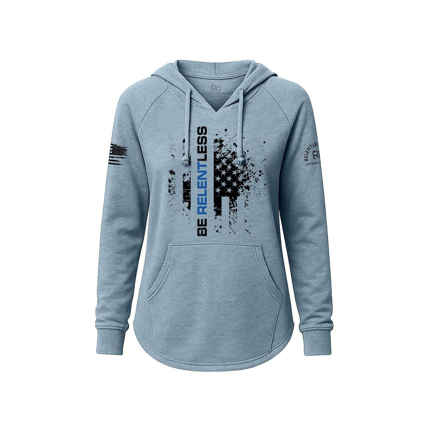 Misty Blue Women's Wave Hoodie with the Be Relentless Law Enforcement Edition on the front