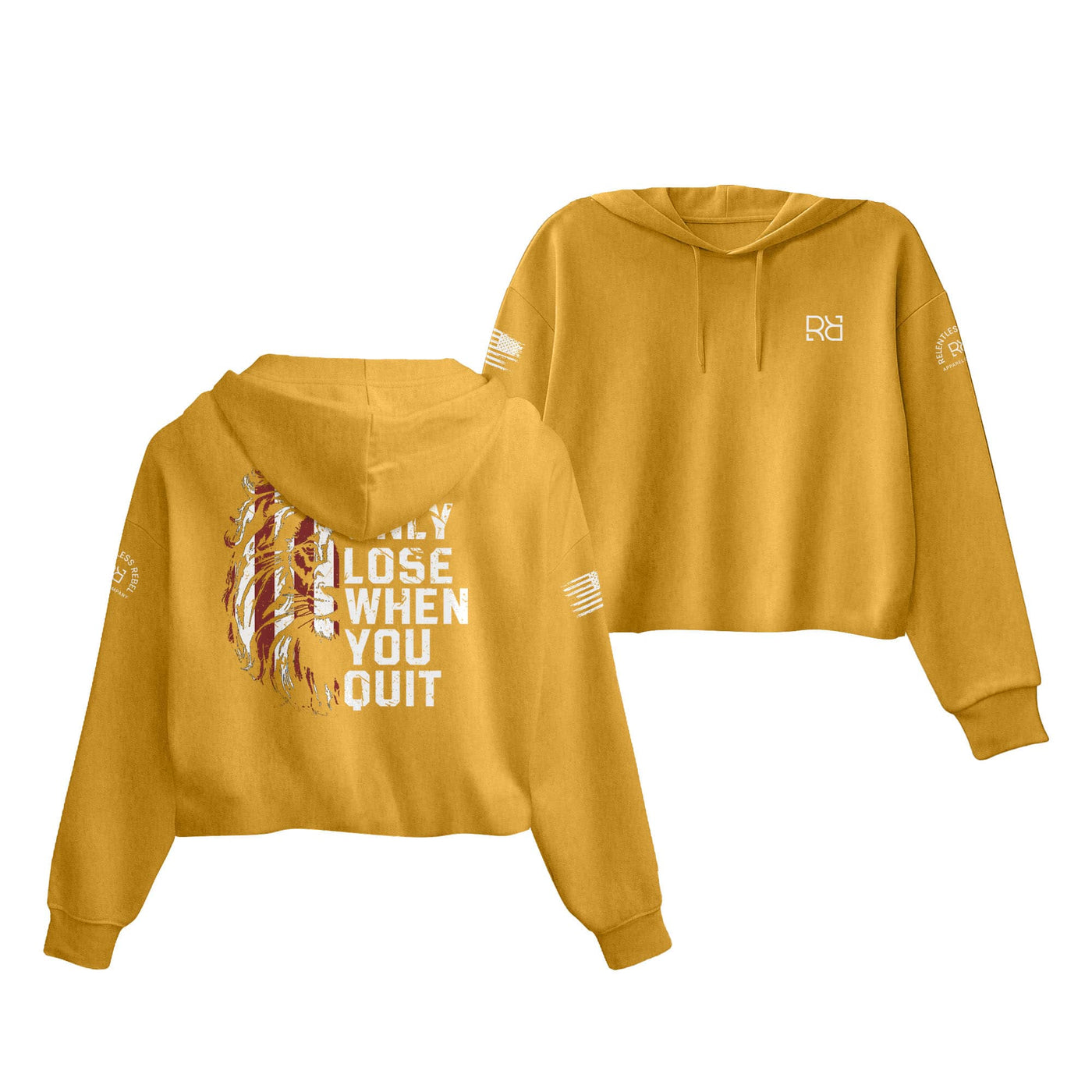 Mustard You Only Lose When You Quit Women's Cropped Hoodie