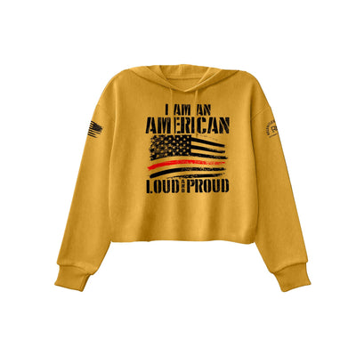 Mustard American Loud and Proud Women's Cropped Hoodie