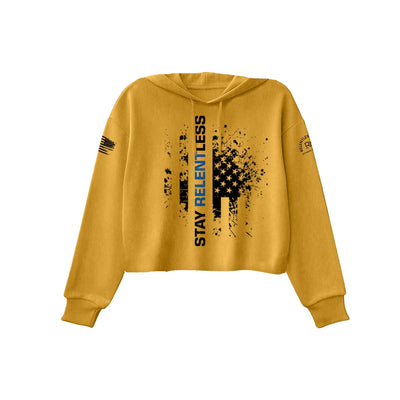 Mustard Be Relentless Law Enforcement Edition Women's Cropped Hoodie