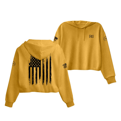 Mustard Rebel Patriot Flag Women's Cropped Hoodie