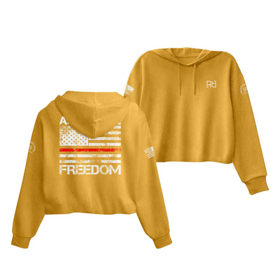 Mustard Above All Freedom Women's Cropped Hoodie