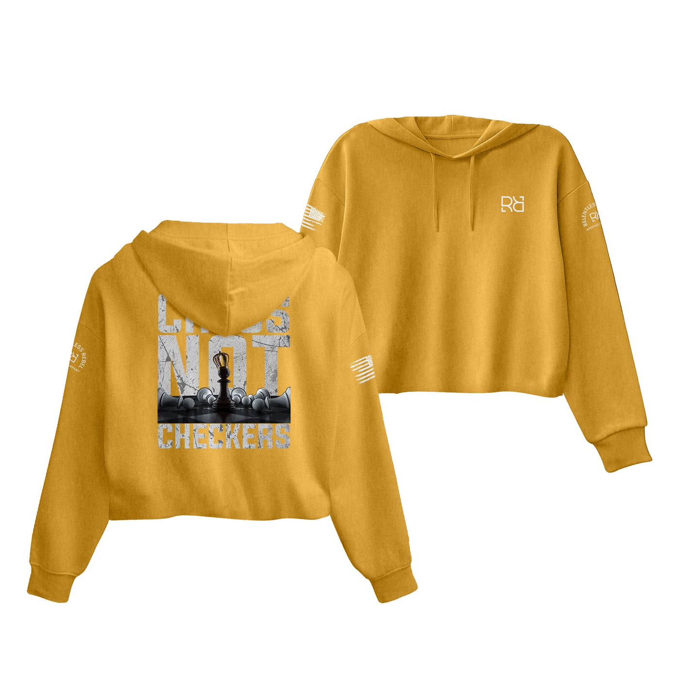 Mustard Chess Not Checkers Women's Cropped Hoodie