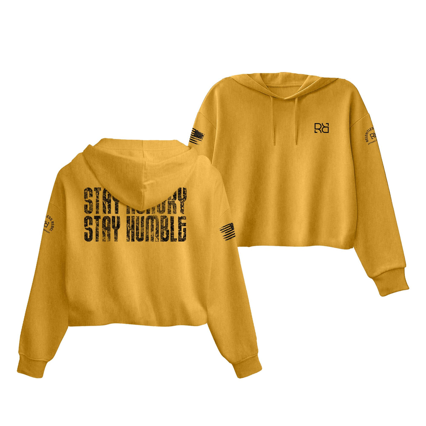 Mustard Stay Hungry Stay Humble Women's Cropped Hoodie