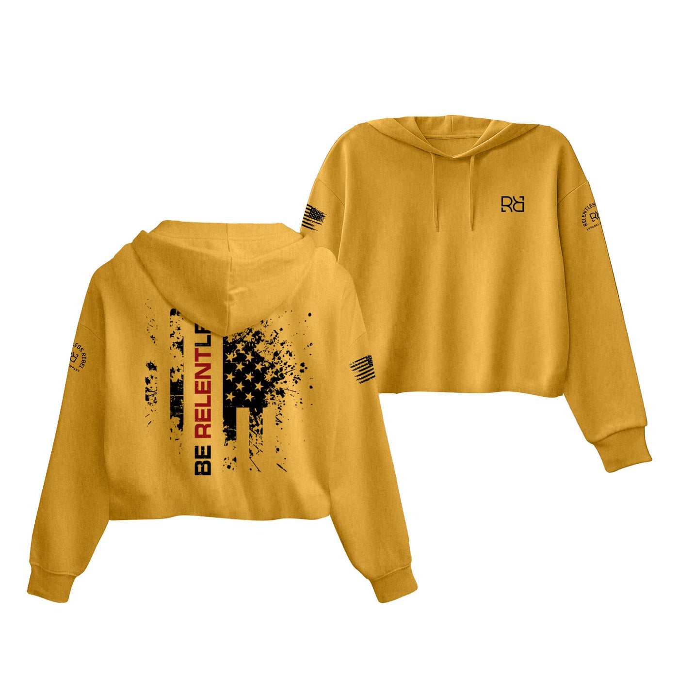 Mustard Be Relentless Women's Cropped Hoodie