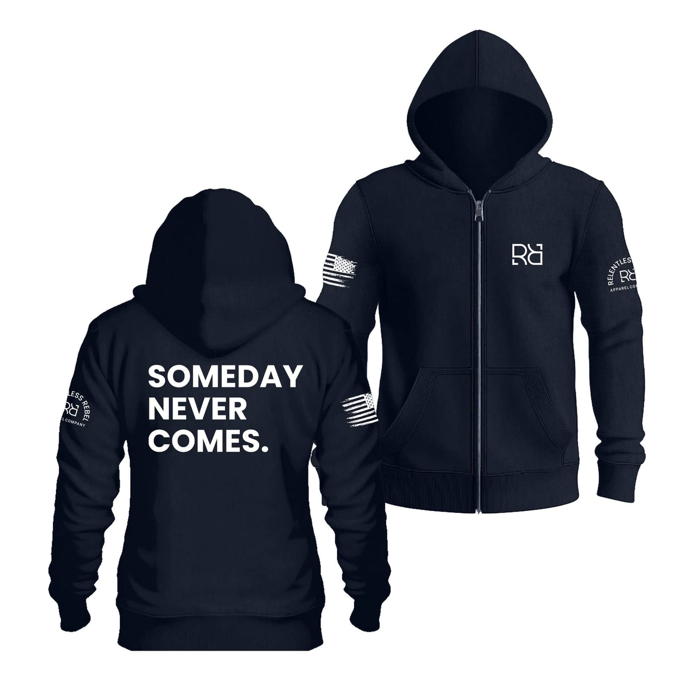 Navy Someday Never Comes Zip-Up Hoodie