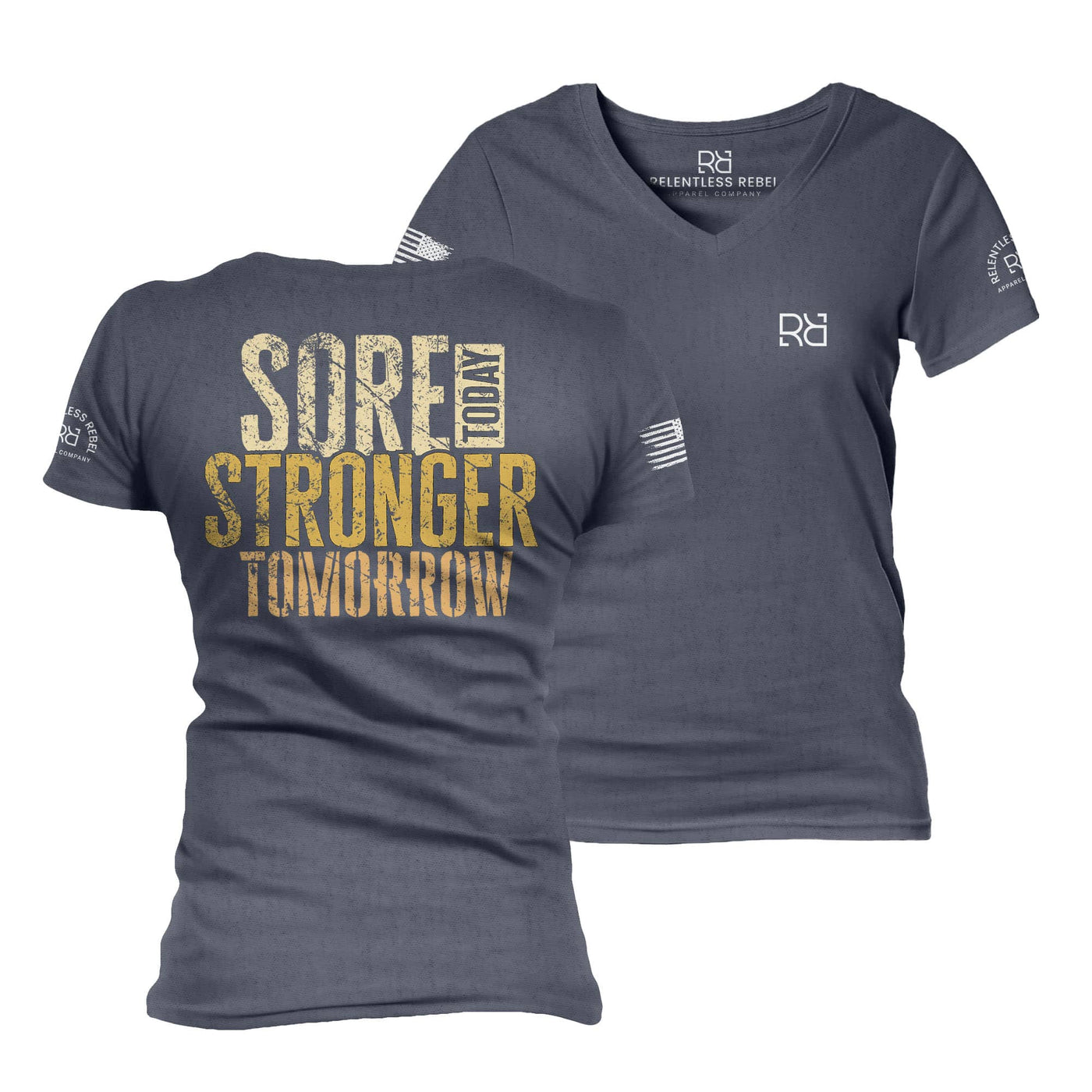 Navy Sore Today Stronger Tomorrow Women's V-Neck Tee