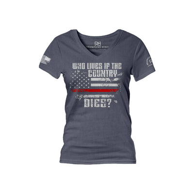 Navy Who Lives if the Country Dies Women's V-Neck Tee