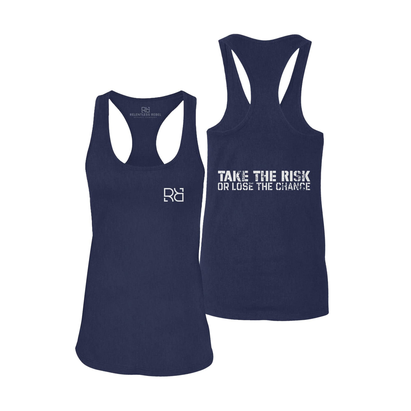 Navy Take the Risk or Lose the Chance Women's Racerback Tank Top