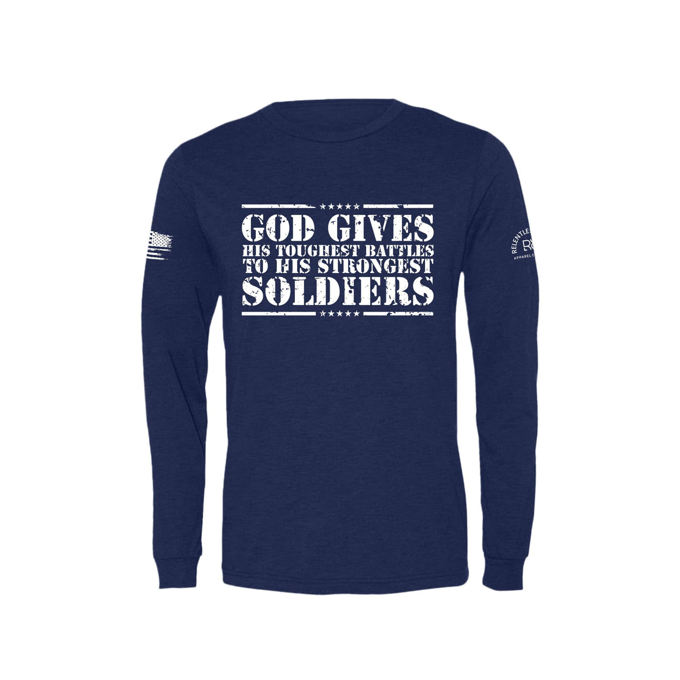 Navy God Gives His Toughest Battles Men's Long Sleeve Tee