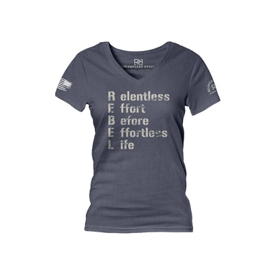 Navy Relentless Effort Before Relentless Life Women's V-Neck Tee