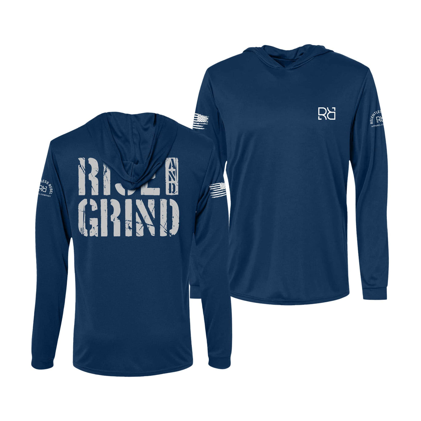 Navy Rise and Grind Men's Long Sleeve Dry Fit