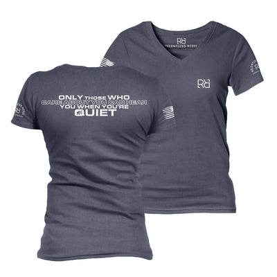 Navy Only Those Who Care About You Women's V-Neck Tee