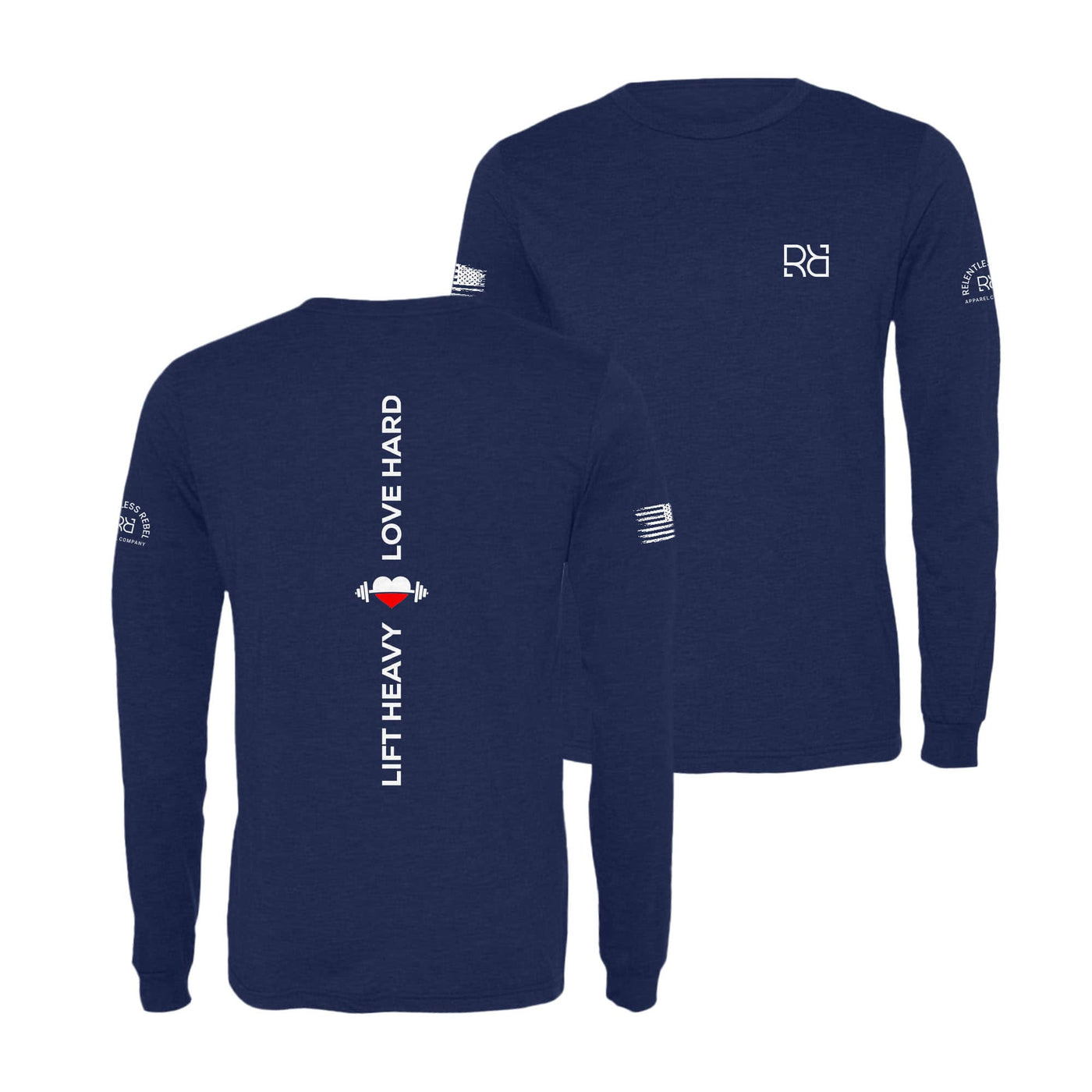 Navy Lift Heavy Love Hard Men's Long Sleeve