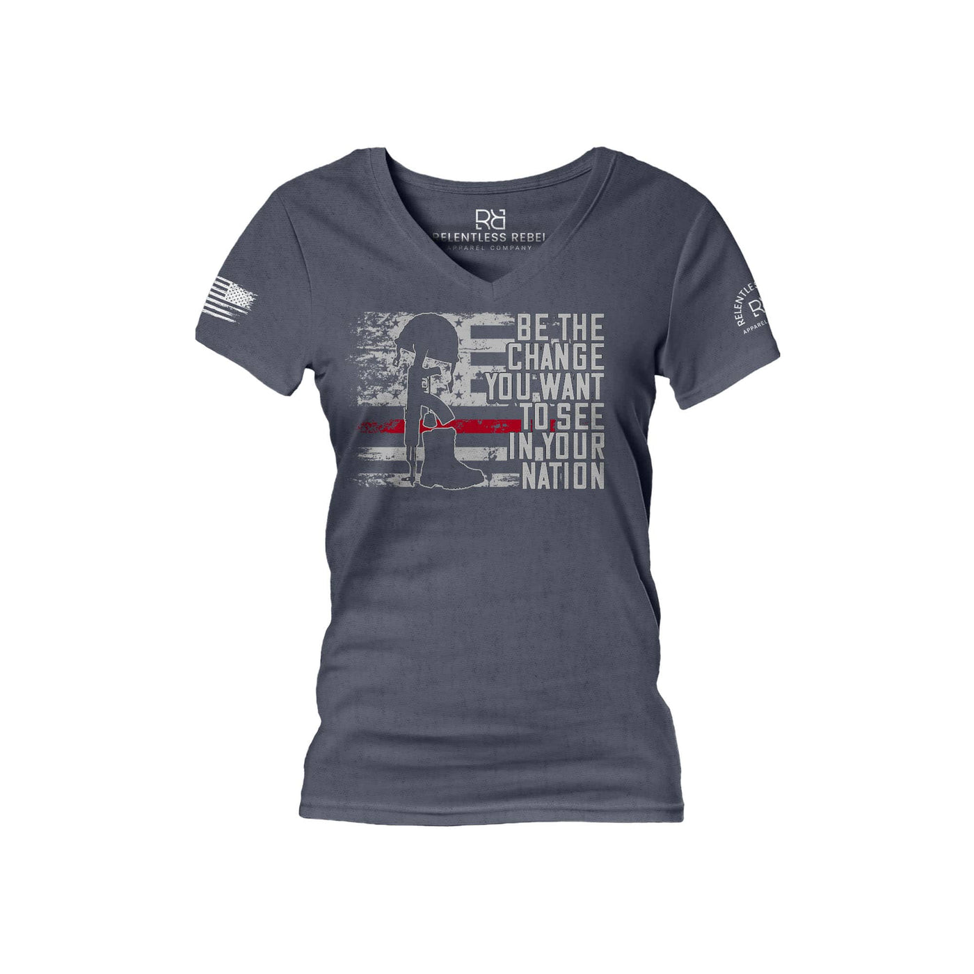 Navy Be The Change Women's V-Neck Tee