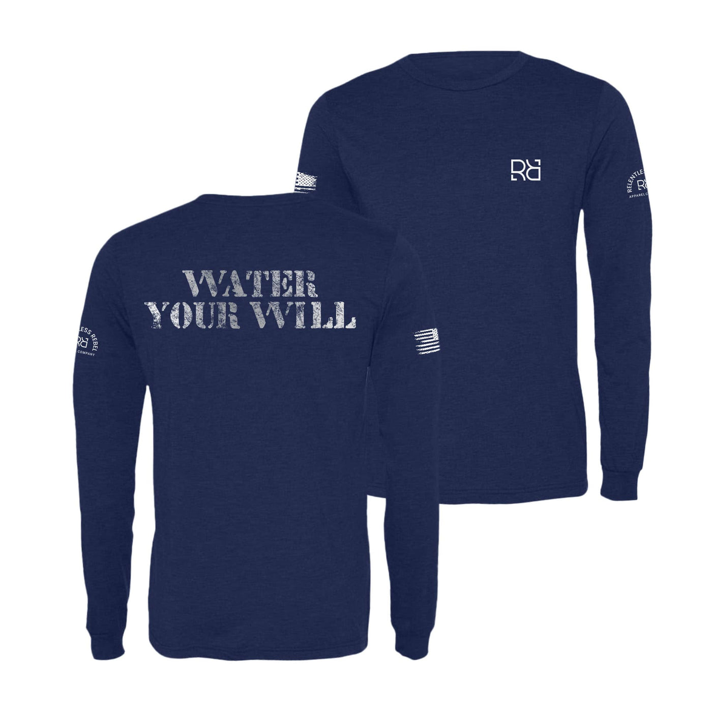 Navy Water Your Will Men's Long Sleeve