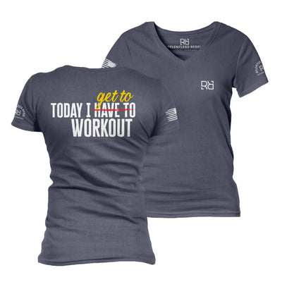 Navy Today I Get to Work Out Women's V-Neck Tee