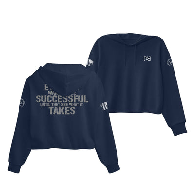 Navy Everyone Wants to be Successful Women's Cropped Hoodie