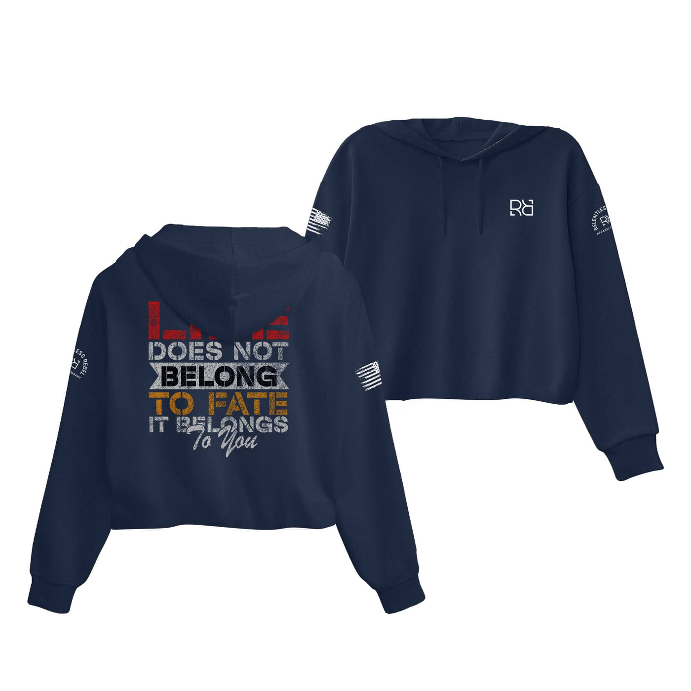 Navy Life Does Not Belong to Fate Women's Cropped Hoodie