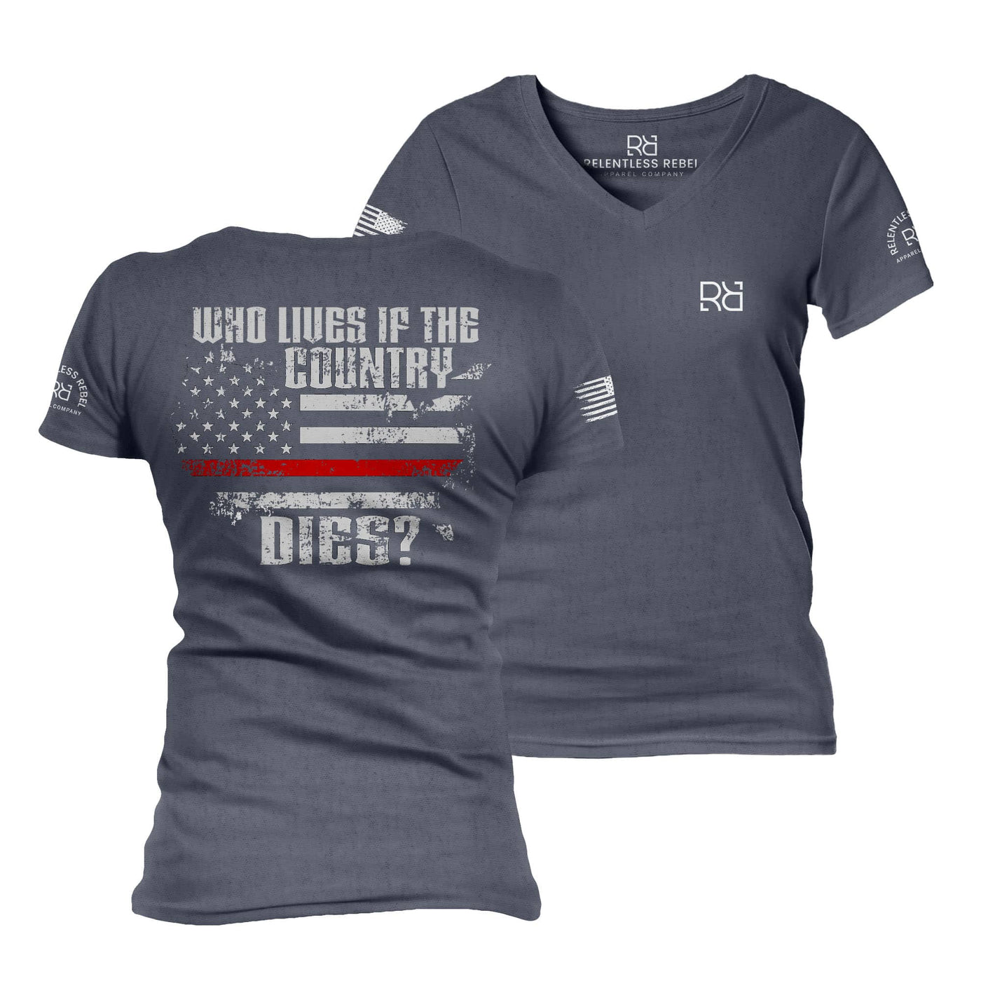 Navy Who Lives if the Country Dies Women's V-Neck Tee