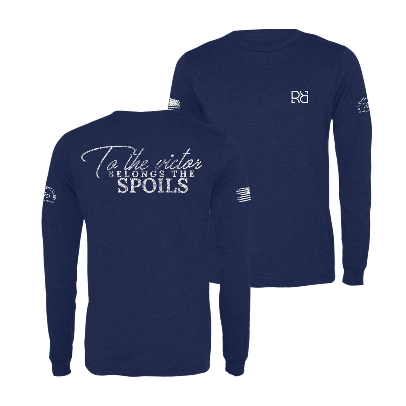 Navy To The Victor Belongs the Spoils Men's Long Sleeve