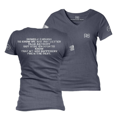 Navy Humble Enough to Know Women's V-Neck Tee