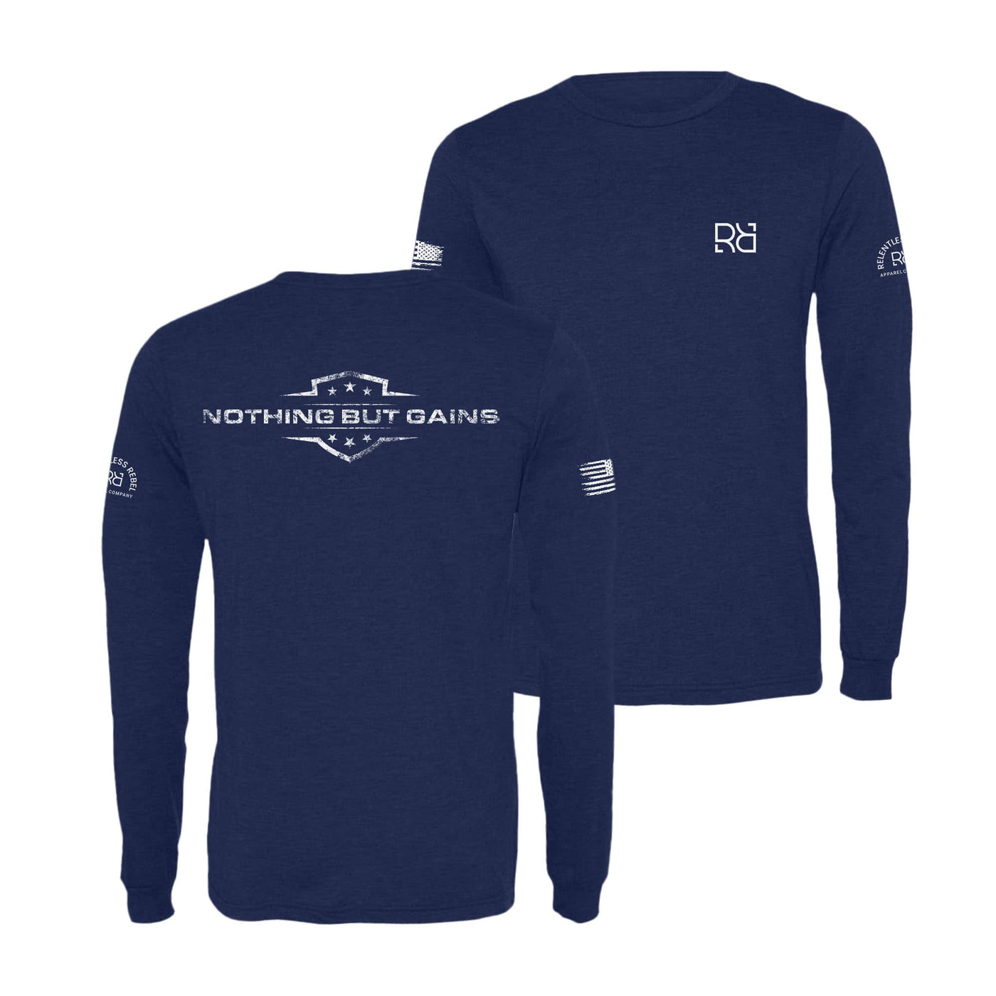 Navy Nothing But Gains Men's Long Sleeve