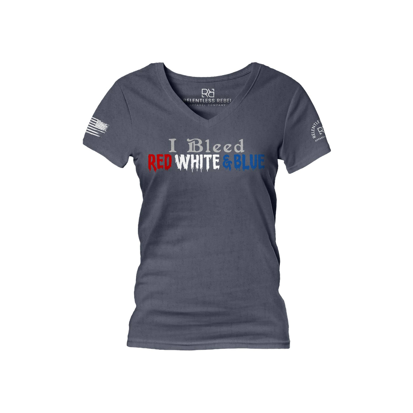 Navy I Bleed Red White and Blue Women's V-Neck Tee