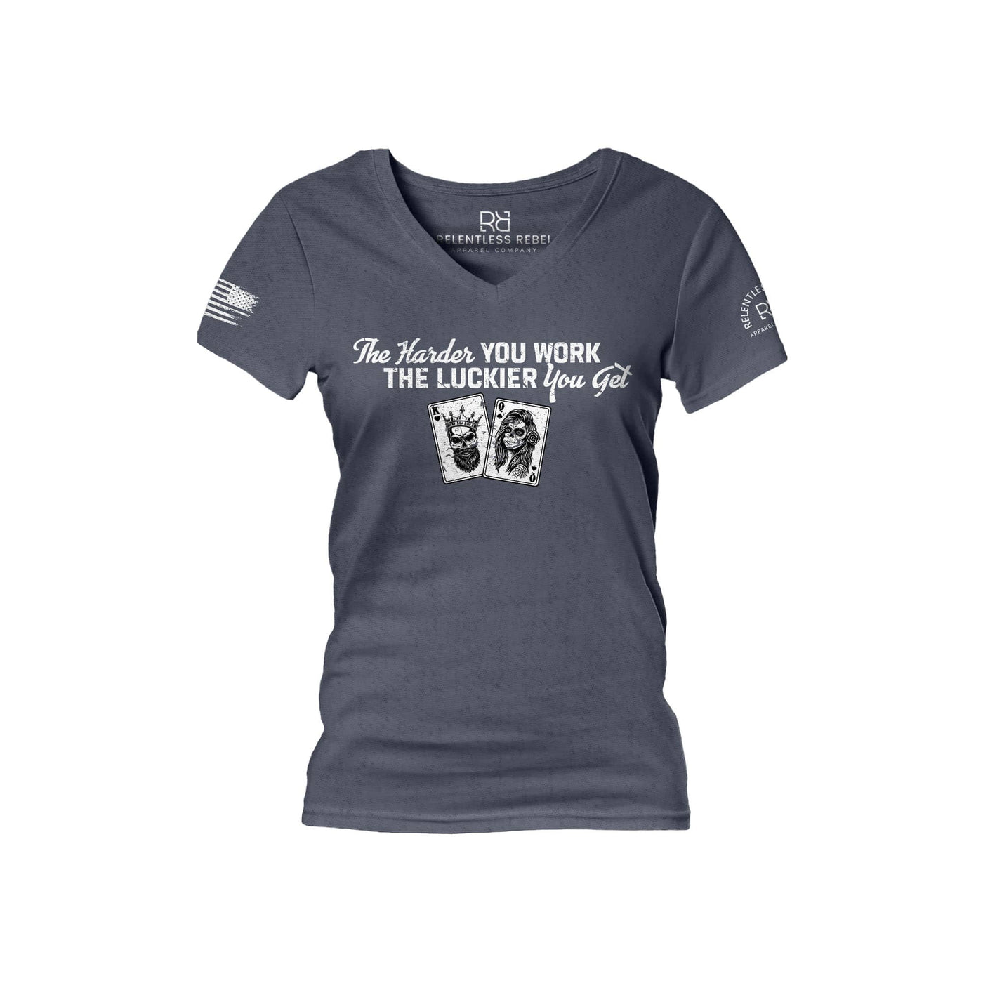 Navy The Harder You Work Women's V-Neck Tee