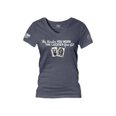 Navy The Harder You Work Women's V-Neck Tee