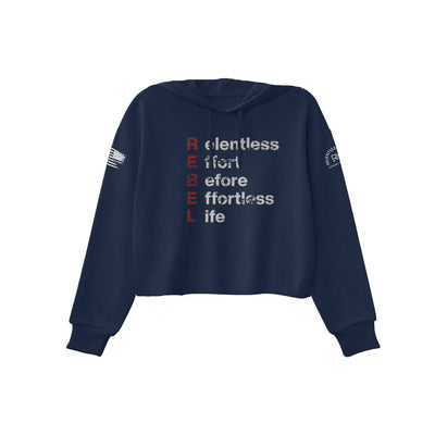 Navy Relentless Effort Before Relentless Life Women's Cropped Hoodie