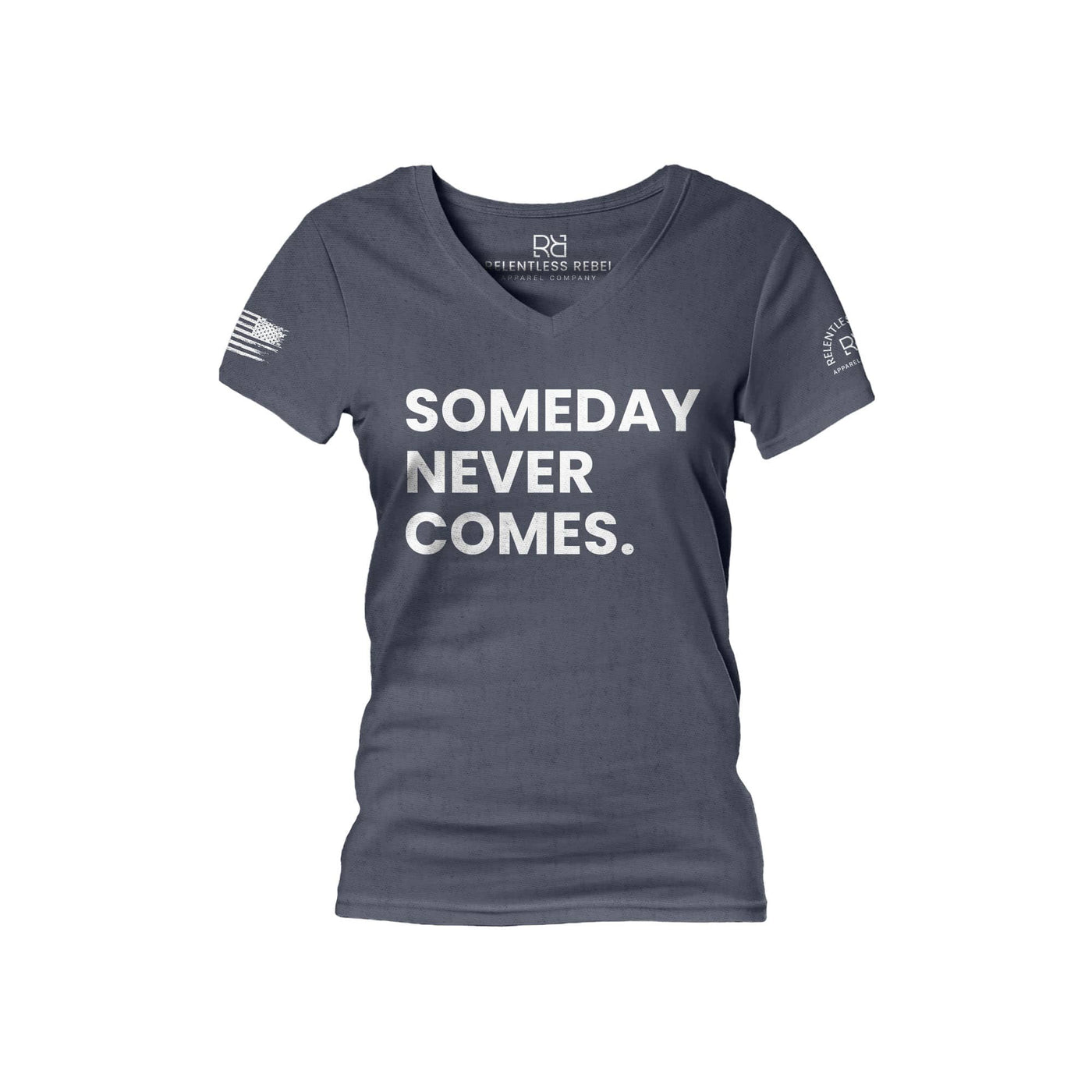 Navy Someday Never Comes Women's V-Neck Tee