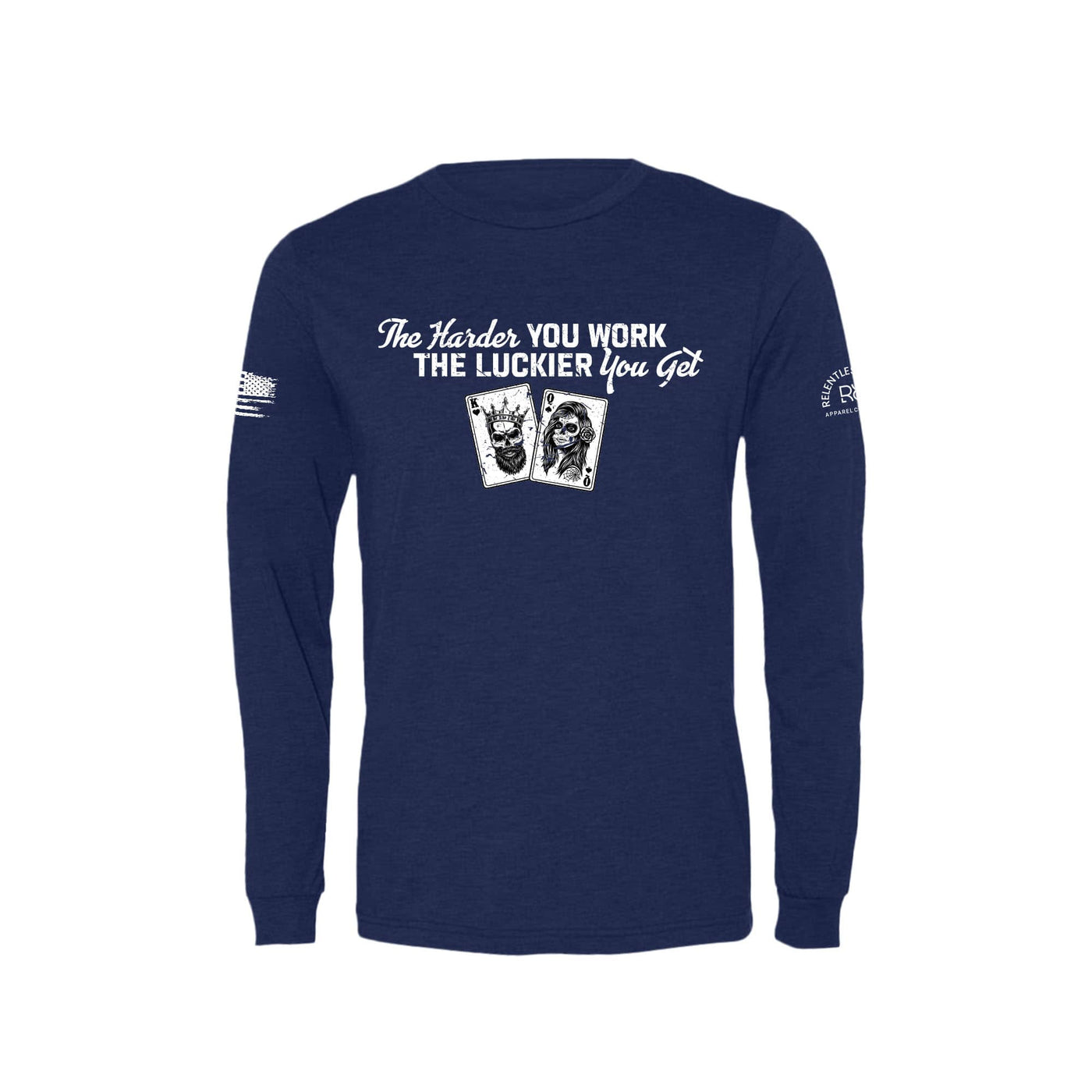 Navy The Harder You Work The Luckier You Get Men's Long Sleeve Tee