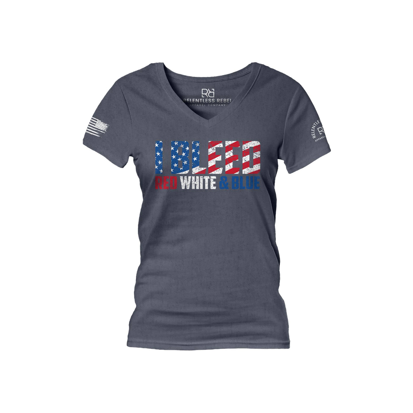 Navy I Bleed Red White and Blue Women's V-Neck Tee