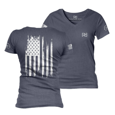 Navy Rebel Patriot Flag Women's V-Neck Tee