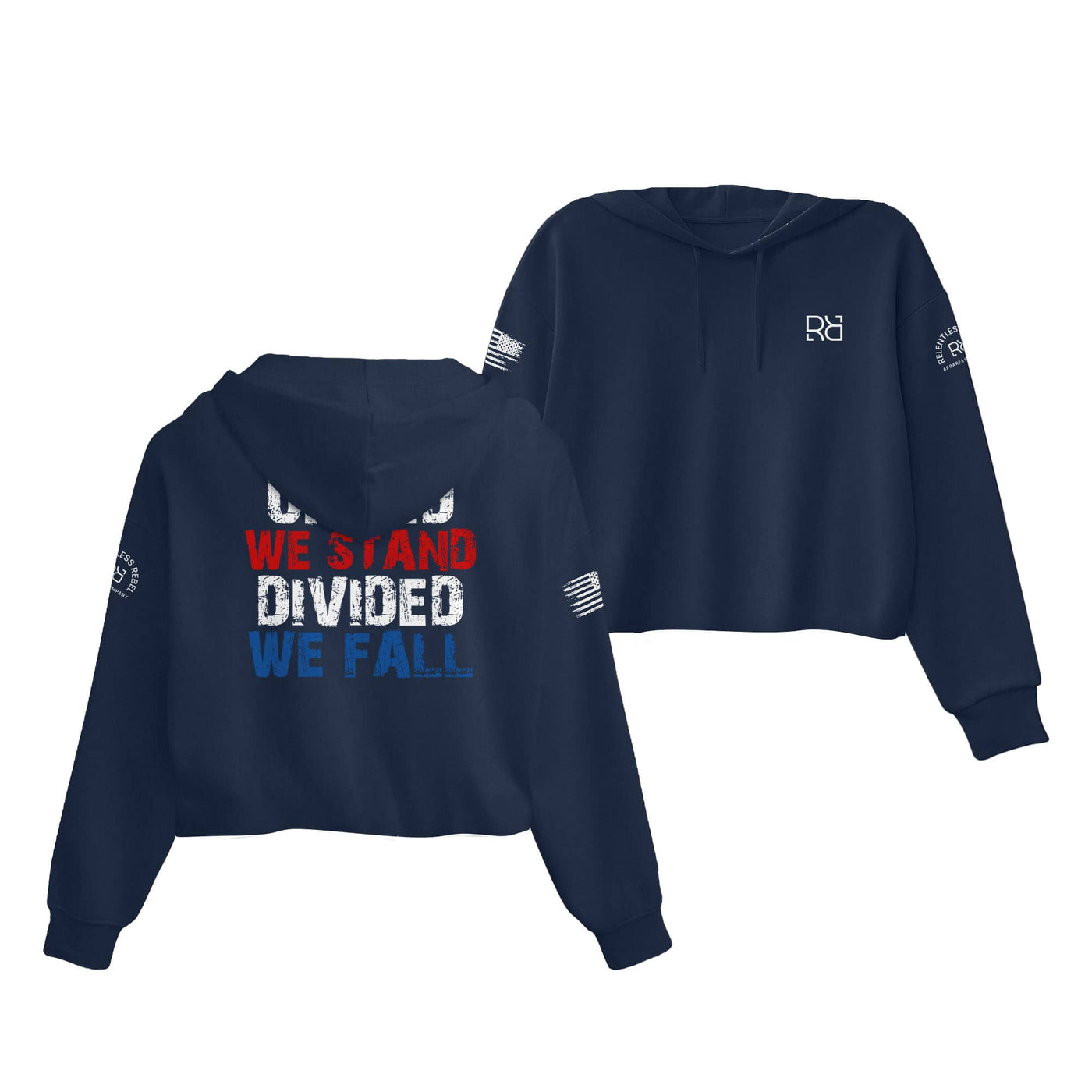 Navy United We Stand Women's Cropped Hoodie