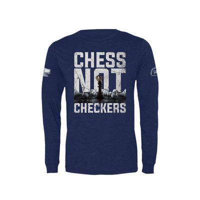 Navy Chess Not Checkers Men's Long Sleeve Tee