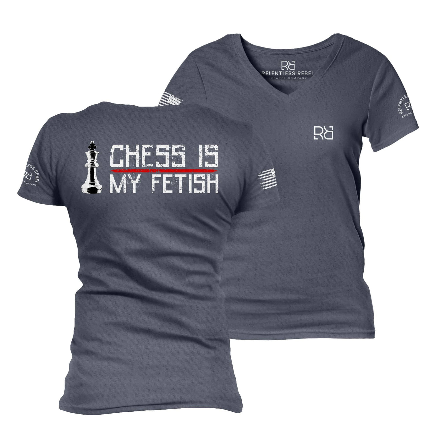 Navy Chess is my Fetish Women's V-Neck Tee