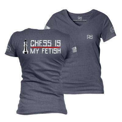 Navy Chess is my Fetish Women's V-Neck Tee