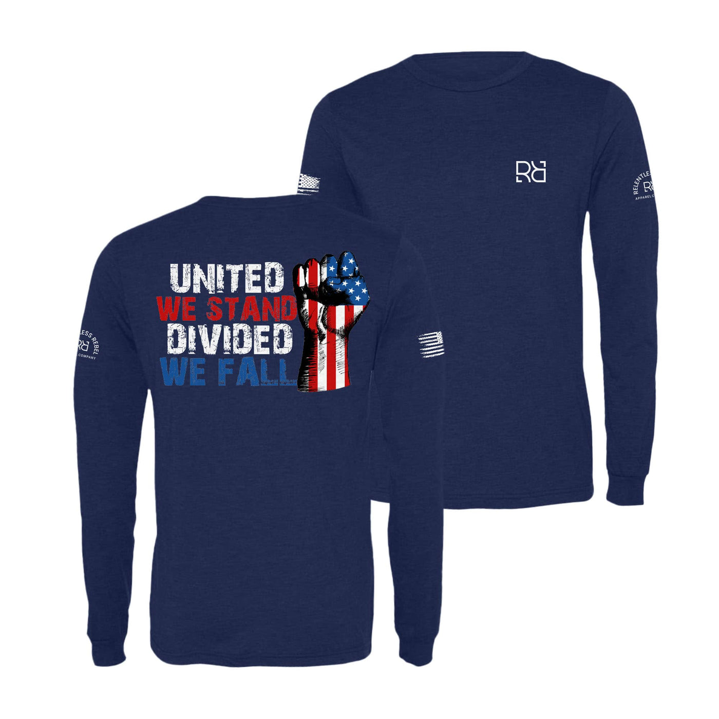 Navy United We Stand Divided We Fall Men's Long Sleeve